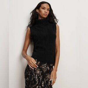 VERONICA BEARD Mazzy Sleeveless Cashmere Turtleneck Sweater in Black XS